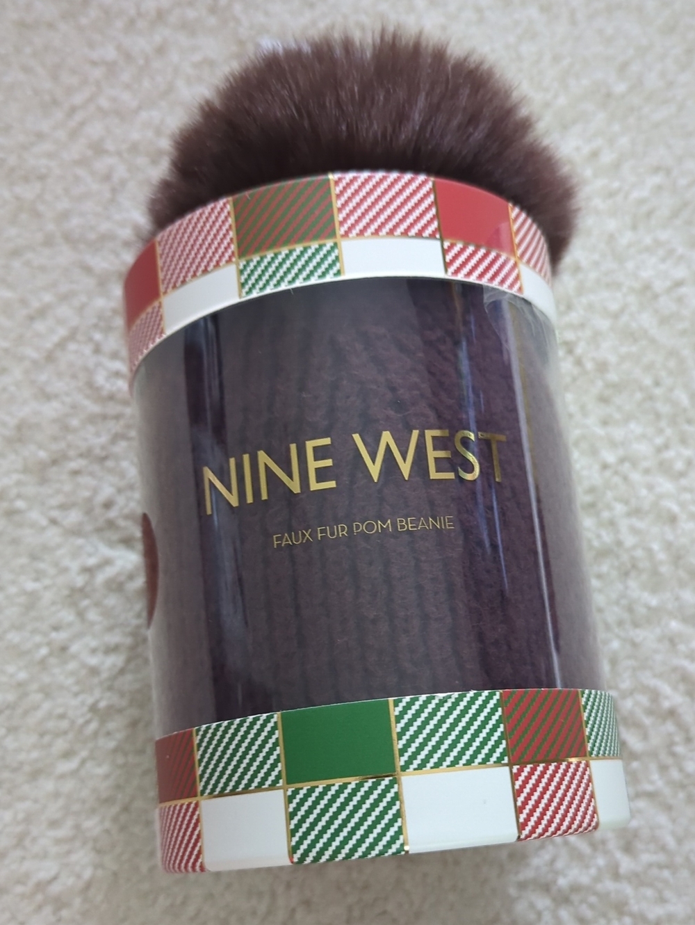 3 For $30. Nine West Brown Faux Fur Pom Beanie